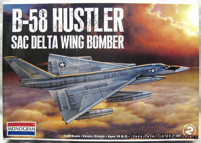 Monogram 1/48 Convair B-58 Hustler SAC Supersonic Bomber - 'Greased Lightning' 305th BW or 'Ginger' Edwards AFB, 85-5713 plastic model kit